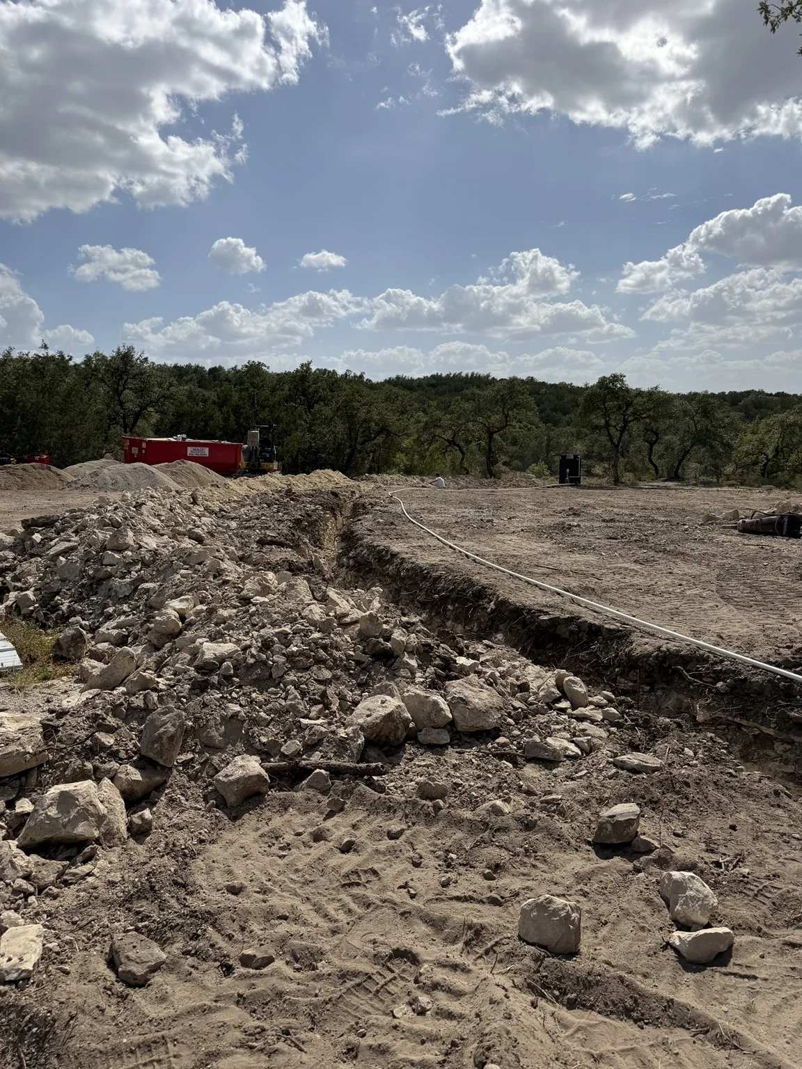 Trenching and exposed rock