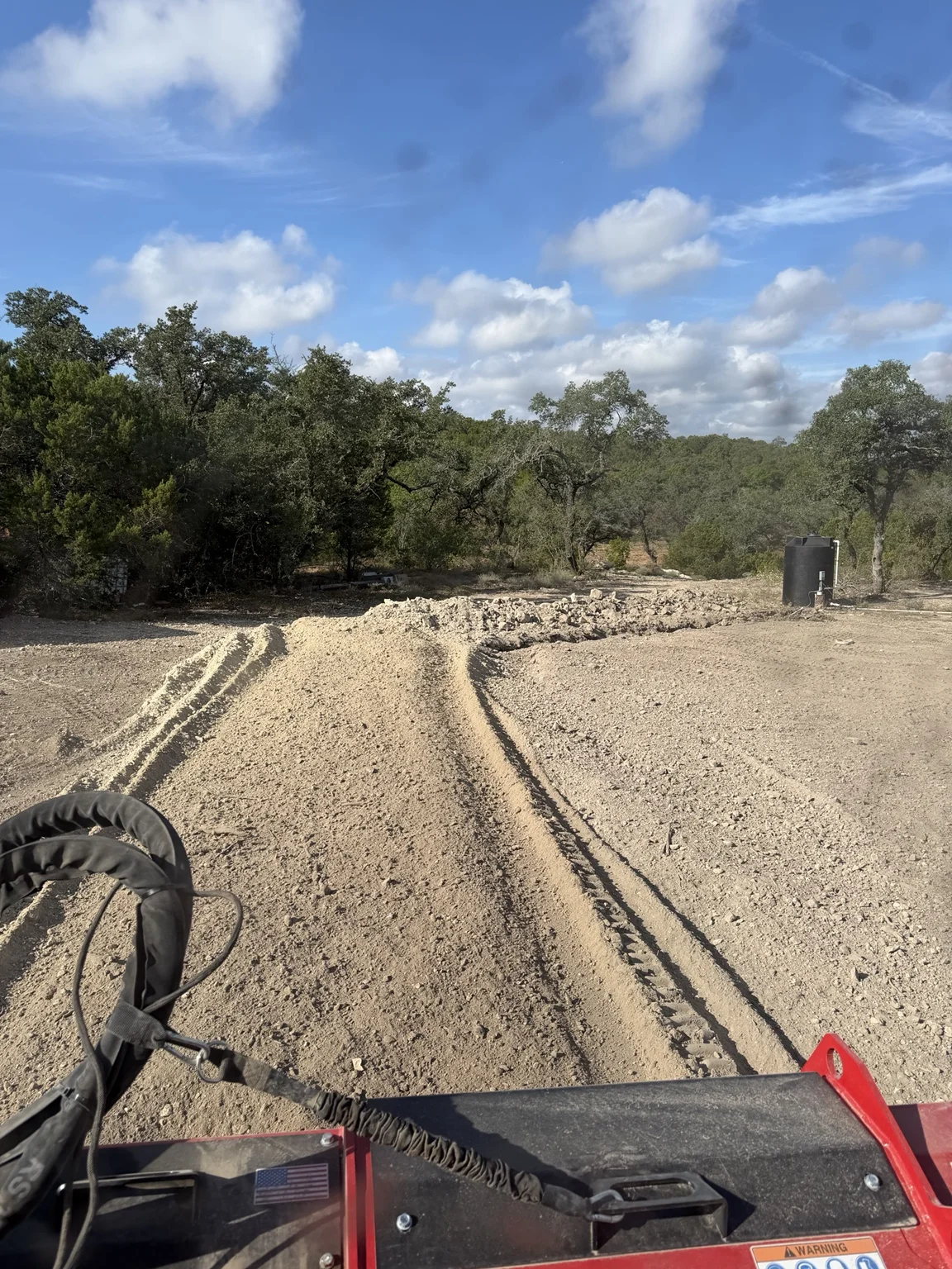 Rock milling along the work area